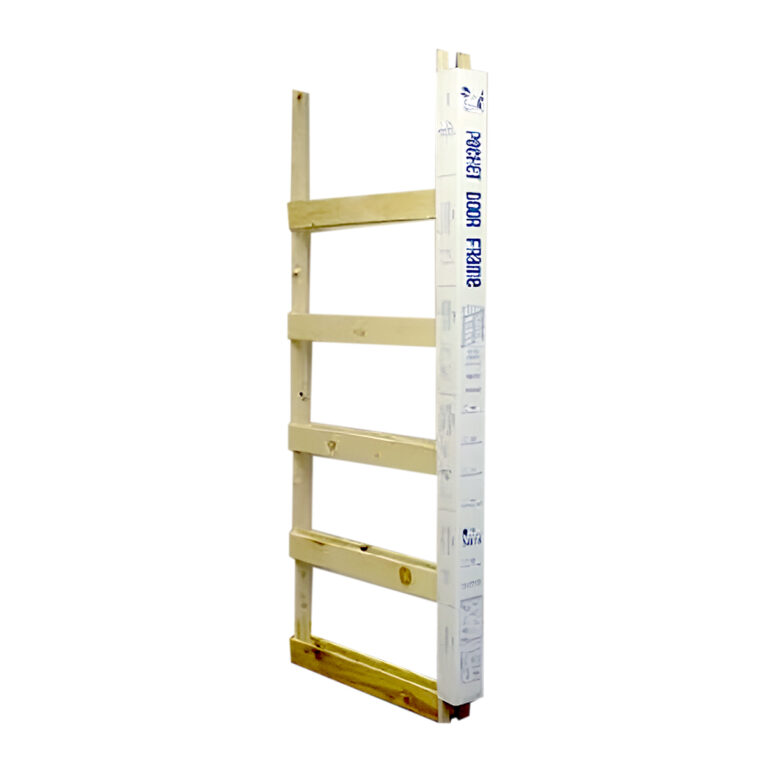 Photo of the 1750 series built-up 4-wheel pocket door frame kit package.